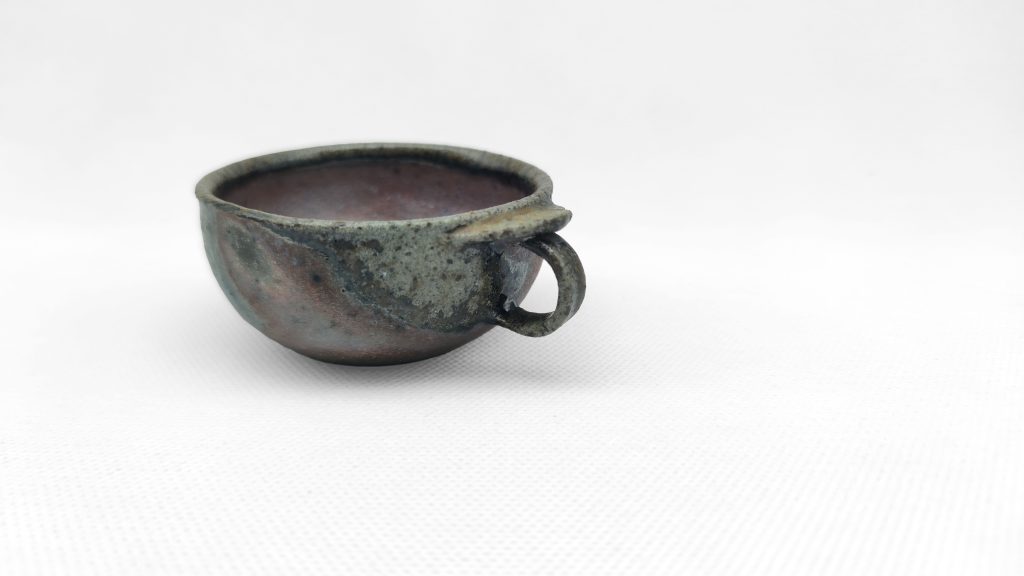 宋代如意意象把杯,一道茶舍紫砂柴烧茶器(正面)
